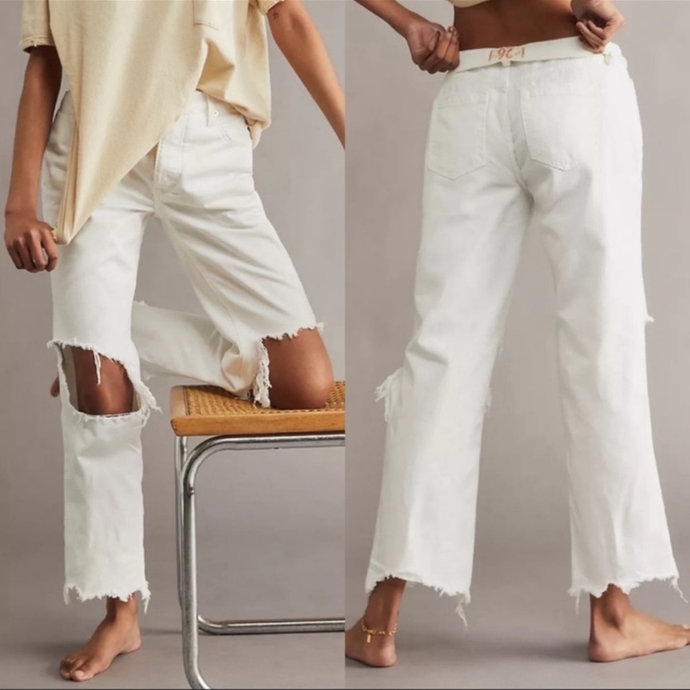 FREE PEOPLE MAGGIE JEANS SIZE 30 WHITE DENIM New